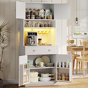 71" Wrought Studio Kitchen Farmhouse Pantry Cabinet w/ Power Outlet & LED Light $160 + Free S&H