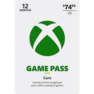 12-Month Xbox Game Pass Core Membership $60 (Email Delivery)