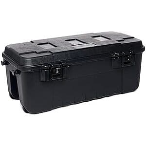 108-Quart Plano Lockable Sportsman Storage Trunk w/ Wheels (Black) $35