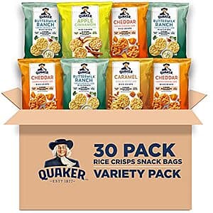30-Pack 0.67-Oz Quaker Rice Crisps (4 Flavor Sweet and Savory Variety Mix) $14.95 w/ Subscribe & Save