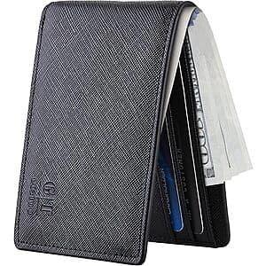 Gostwo RFID Leather Slim Bi-Fold Wallet w/ ID Window $5
