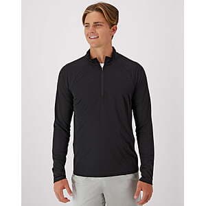 Hanes Cool DRI men's quarter zip pullover long sleeve in lightweight fabric with UPF 40 sun protection, available in multiple colors.