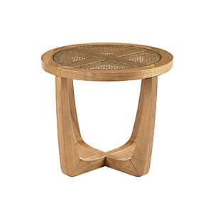 Beautiful by Drew Barrymore Rattan & Glass Side Table w/ Solid Wood Frame $38.50 + Free S&H