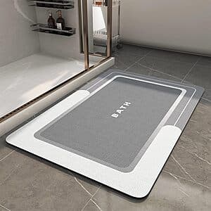 17" x 27" MontVoo Non Slip Absorbent Bath Mat (Grey) $8.45