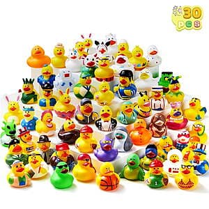 Joyfy 30-Pc 2" Mini Rubber Ducks (Assorted Designs) $14.10