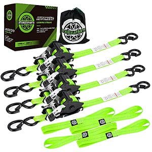 4-Pk StarLeaparts 1" x 12' Retractable Ratchet Straps w/ Soft Loops & S-Hooks $36 + Free S&H