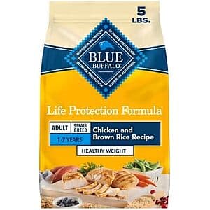 5-lb bag of Blue Buffalo Life Protection Small Breed Adult Dry Dog Food.