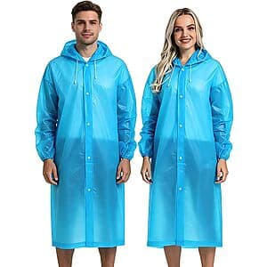 2-Pack Reusable EVA Rain Coat Ponchos (Various Colors) $6