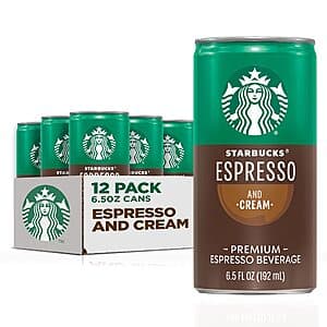 12-Pack 6.5-Oz Starbucks Ready to Drink Coffee Cans (Espresso & Cream) $13.25 w/ Subscribe & Save