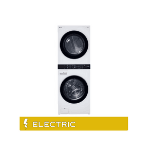 LG Washtower combination washer-dryer unit, white finish, stacked compact design suitable for laundry rooms.