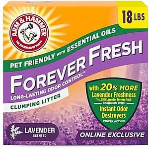18-Pound Arm & Hammer Forever Fresh Clumping Cat Litter (Lavender) $7.20 w/ Subscribe & Save