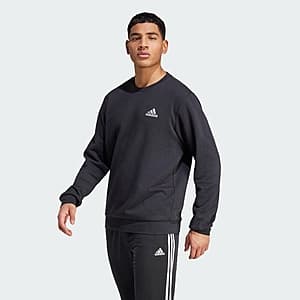 adidas Men's Essentials Fleece Sweatshirt (Black/White) $10 + Free Shipping