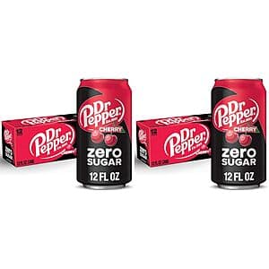 24-Pk 12-Oz Dr Pepper Cherry Zero Sugar Soda $10