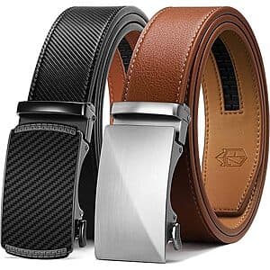 2-Pack Zitahli Men's Ratchet Leather Belts (34" to 48", Black/Brown) $11.90