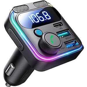 JOYROOM Bluetooth 5.4 FM Transmitter + 45W PD & 36W QC 3.0 USB C Car Charger $10