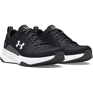 Under Armour Charged Edge men's training shoe in black, castlerock grey, and white colorway.