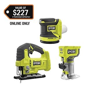 Ryobi One+ 18V Cordless 3-Tool Combo Kit: Jig Saw, Router & Random Orbit Sander $129 + Free S/H