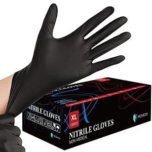 100-Count PROMEDIX P 4 Mil Nitrile Disposable Gloves (Black) $7