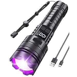 MOWETOO 365NM Rechargeable UV Flashlight $10