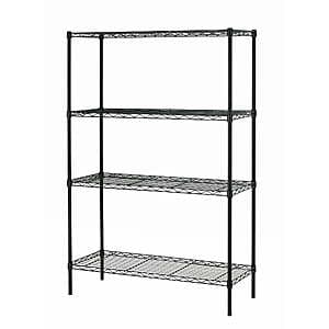 BestOffice 4-Shelf Adjustable Metal Wire Storage Rack (Black, 54"x36"x14") $35