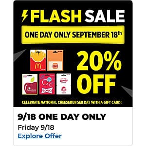 Assorted dining gift cards from McDonald's, Burger King, Applebee's, and Sonic displayed together.