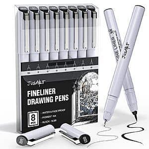 Prime Members: 8-Ct JusArt Fineliner Drawing Pens $4.80 + Free S&H