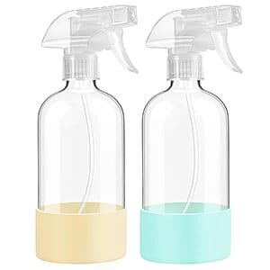 2-Pk 16-Oz Fastinow Glass Spray Bottles w/ Silicone Sleeves $7