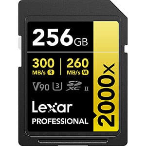 256GB Lexar Professional 2000x UHS-II SDXC Memory Card $125 + Free S&H