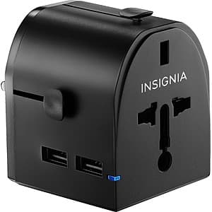 Insignia All-in-One Travel Adapter w/ 2x USB Ports $5 + Free S&H