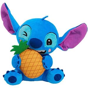 Blue Disney Stitch small plush stuffed animal with pineapple design detail, suitable for young children.