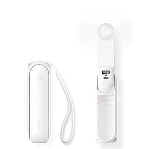 JISULIFE 3-in-1 Portable Rechargeable Handheld Fan w/ Power Bank & Flashlight $11.80