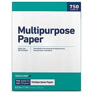 750-Sheet Wexford 8.5"x11" Multipurpose Paper (Letter Size) $3 + Free Pickup on Orders $10+