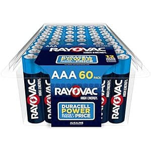Select Accts: 60-Ct Rayovac AAA Alkaline Batteries $9.60 w/ S&S