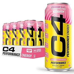 12-Pack 16oz Cellucor C4 Performance Zero Sugar Energy Drink (Strawberry Blast) $11.05 w/ Subscribe & Save