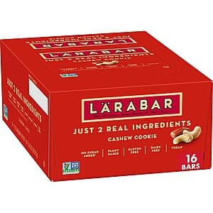 16-Count 1.7-Oz LARABAR Gluten Free Vegan Fruit & Nut Bar (Cashew Cookie) $10.85 & More w/ Subscribe & Save