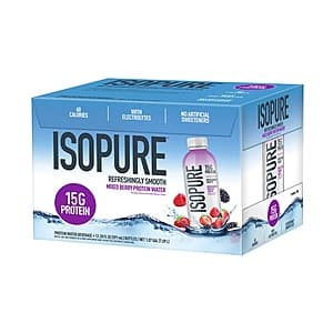 12-Pk 20-Oz Isopure Protein Water (Mixed Berry) + $0.25 Menards Credit $2.25 (in-store purchase)
