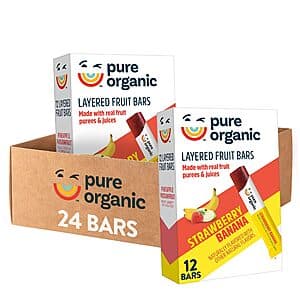 2-Pack 12-Count 0.52-Oz Pure Organic Layered Fruit Bars (Strawberry Banana) $9.75 w/ Subscribe & Save
