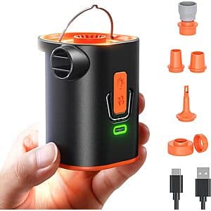 3600mAh Joyroom Portable Electric Air Pump w/ Camping Light (Vivid Orange) $12.95