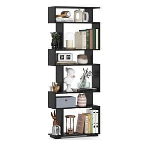 Prime Members: 6-Tier Giantex S-Shapped Geometric Bookshelf (Black) $40 + Free Shipping