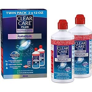 2-Pk 12-Oz Clear Care Plus Cleaning Solution w/ 3% Hydrogen Peroxide & Lens Case $10.55 w/ Subscribe & Save