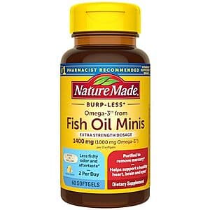 60-Count Nature Made Omega 3 1400mg Fish Oil Minis Softgels $4.65 w/ Subscribe & Save