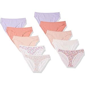 10-Pack Amazon Essentials Womens Cotton Bikini Brief Underwear (Small) $7.35