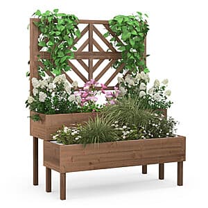Costway 2-Tier Raised Garden Bed w/ Trellis $63 + Free S&H