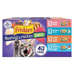 Select Accts: 40-Pk 5.5-Oz Purina Friskies Wet Cat Food Variety Packs (Various) $24.55 w/ S&S