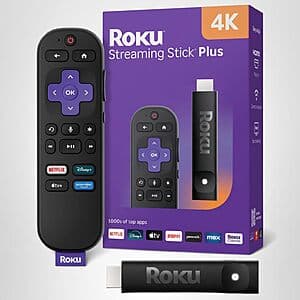Roku Streaming Stick Plus 2025 4K HDR Media Player w/ Voice Remote $25