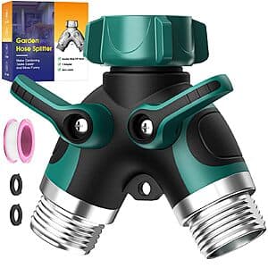 BKV 2-Way Garden Hose Splitter w/ Shut Off Valve for 3/4" Hose (2 colors) $4.50