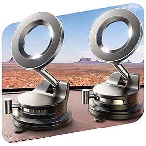 Two black LISEN MagSafe magnetic suction cup car phone mounts with adjustable design for vehicle dashboards or windshields.