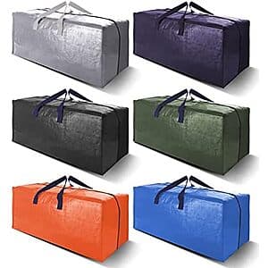 6-Pack 24 Gal VELVETSURE Heavy Duty XL Moving Bags w/ Backpack Straps (Multicolor) $20