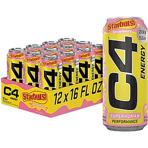 12-Pk 16-Oz Cellucor C4 Zero Sugar Performance Energy Drink (Starburst Strawberry) $6.70