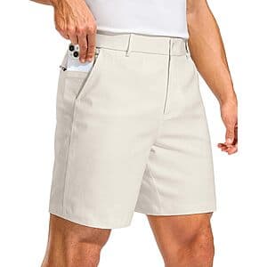 Pudolla Men's 7"/9" Stretch Breathable Golf Shorts w/ 3 Pockets (various) $10